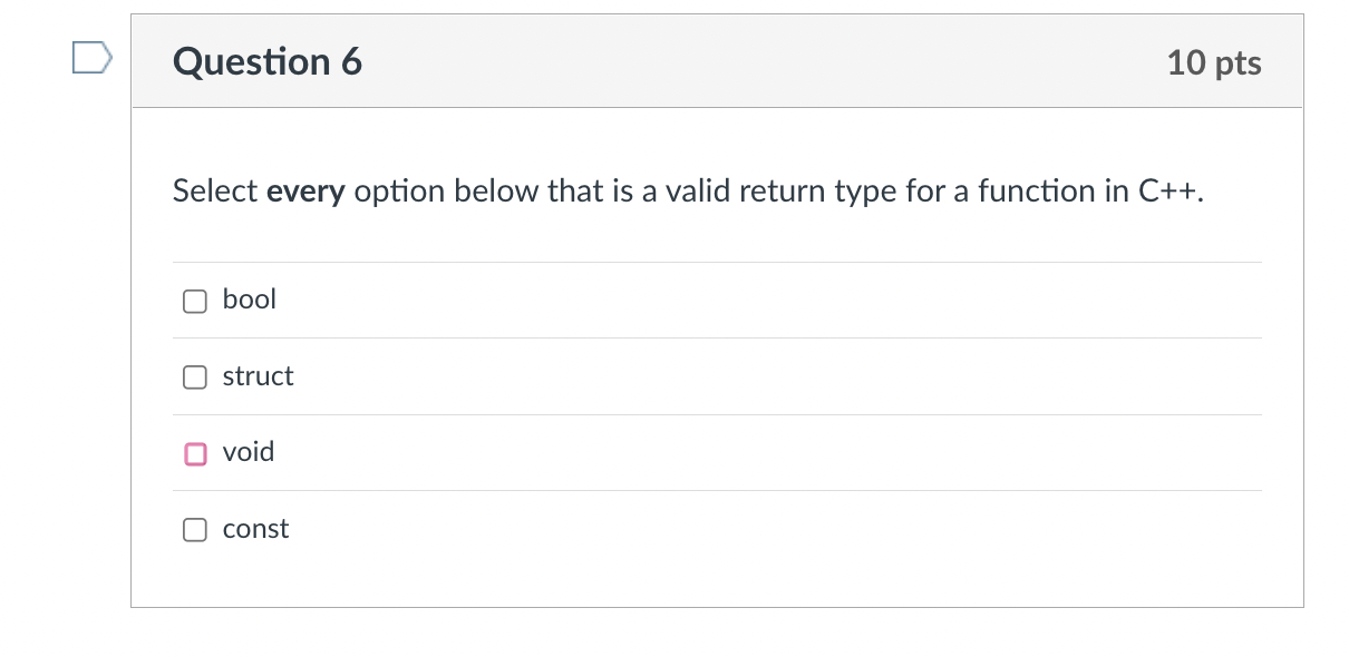 Solved Select every option below that is a valid return type | Chegg.com