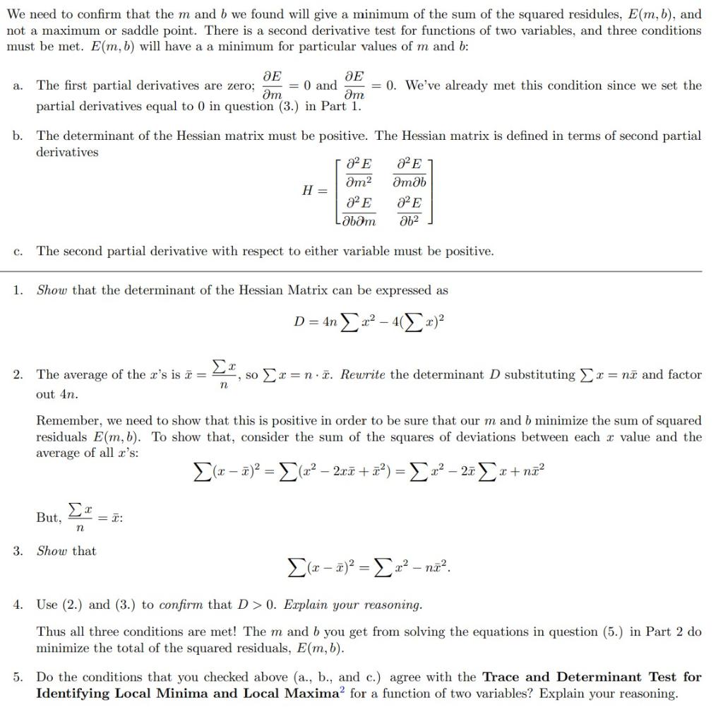 Solved We need to confirm that the m and b we found will | Chegg.com