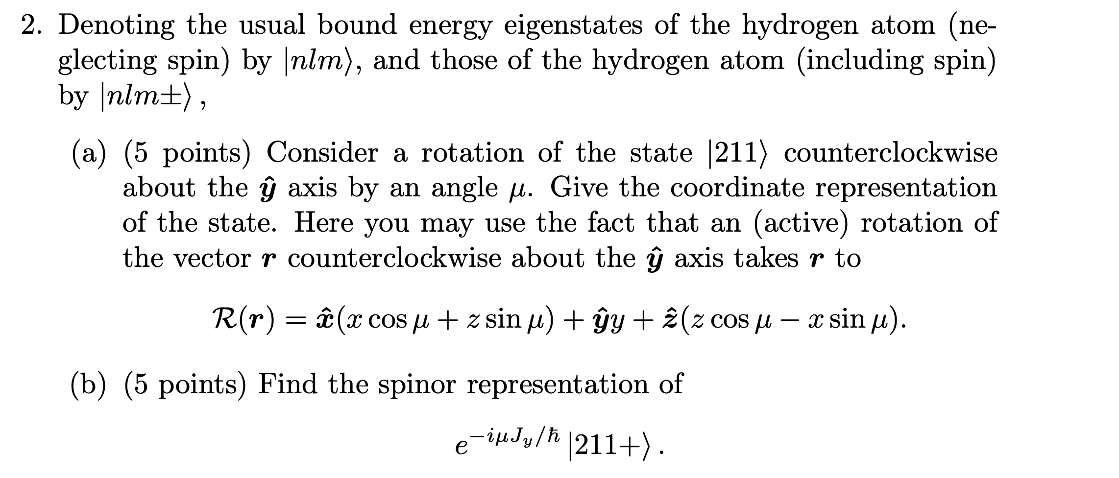 Solved Denoting the usual bound energy eigenstates of the | Chegg.com