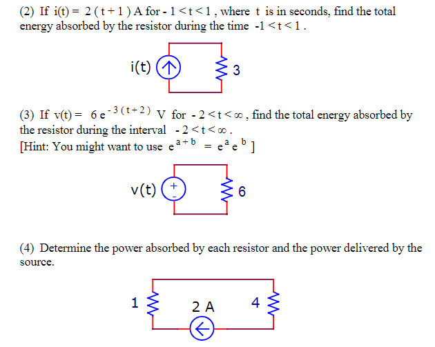 Solved (2) If i(t) = 2 ( t + 1 ) A for - 1