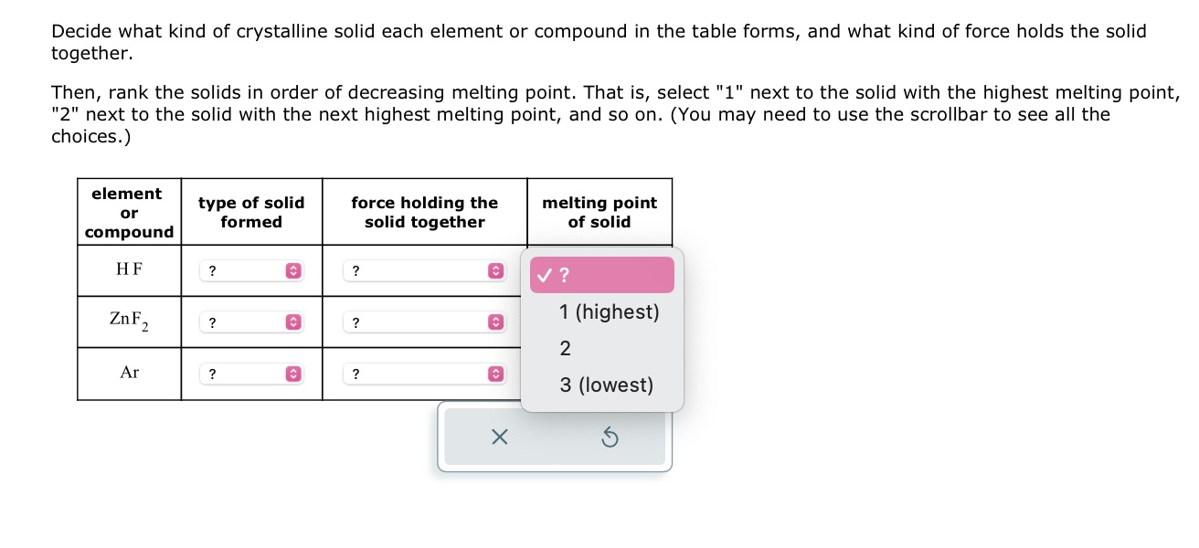 Solved Decide what kind of crystalline solid each element or | Chegg.com