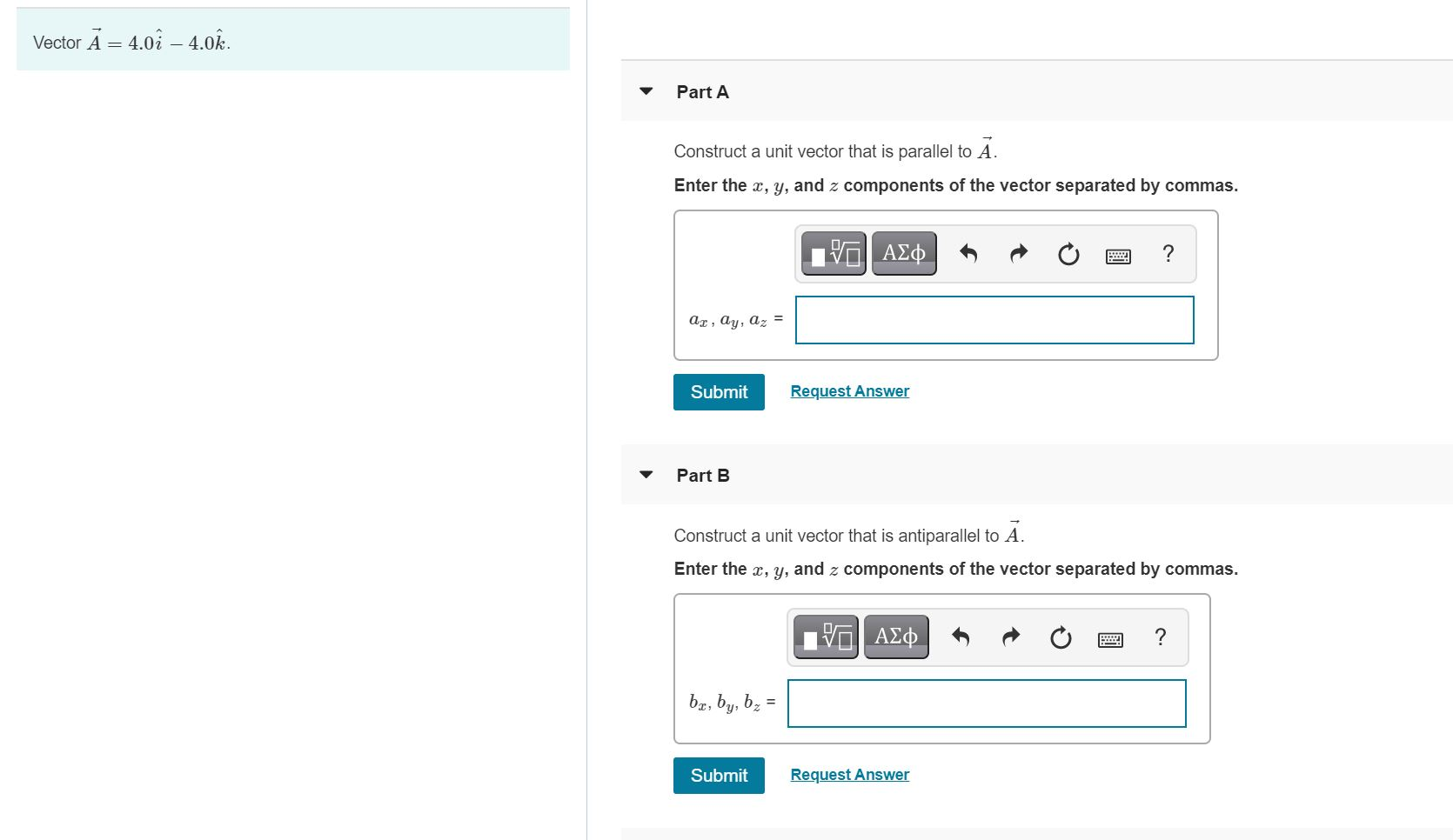 Solved Vector A 4 0i 4 0h Part A Construct A Unit V Chegg Com