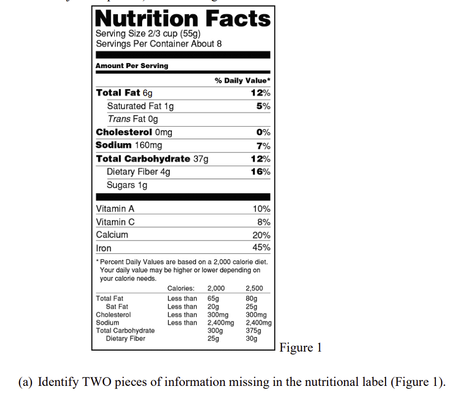 Solved Nutrition Facts Serving Size 2/3 cup (556) Servings | Chegg.com