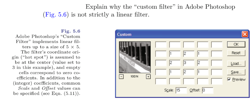 Solved Explain why the "custom filter" in Adobe Photoshop | Chegg.com