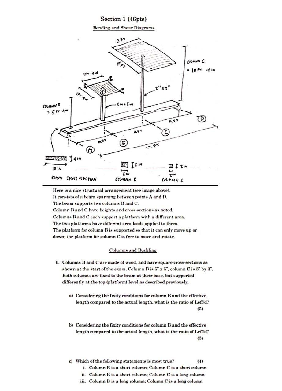 Solved Section 1 (46pts) Bending and Shear Diagrams 4 FT | Chegg.com