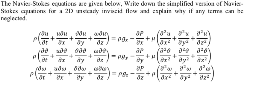 Solved The Navier-Stokes equations are given below, Write | Chegg.com