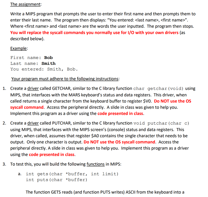 Solved The assignment: Write a MIPS program that prompts the | Chegg.com