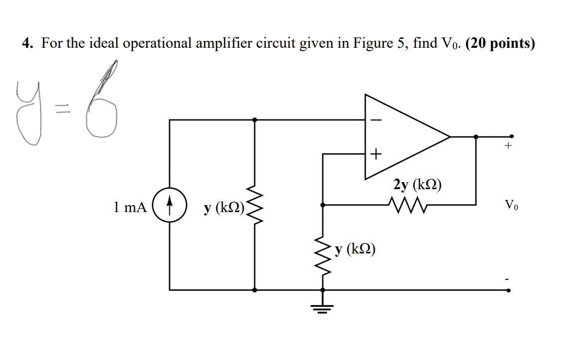 Solved 4. For the ideal operational amplifier circuit given | Chegg.com