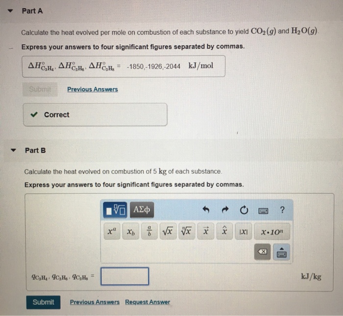 Solved Part A Calculate the heat evolved per mole on