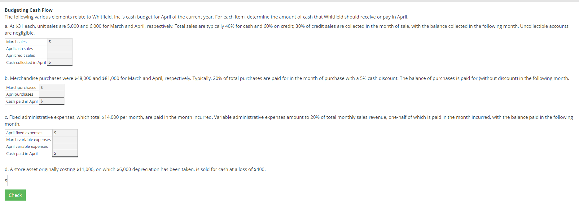 solved-budgeting-cash-flow-the-following-various-elements-chegg