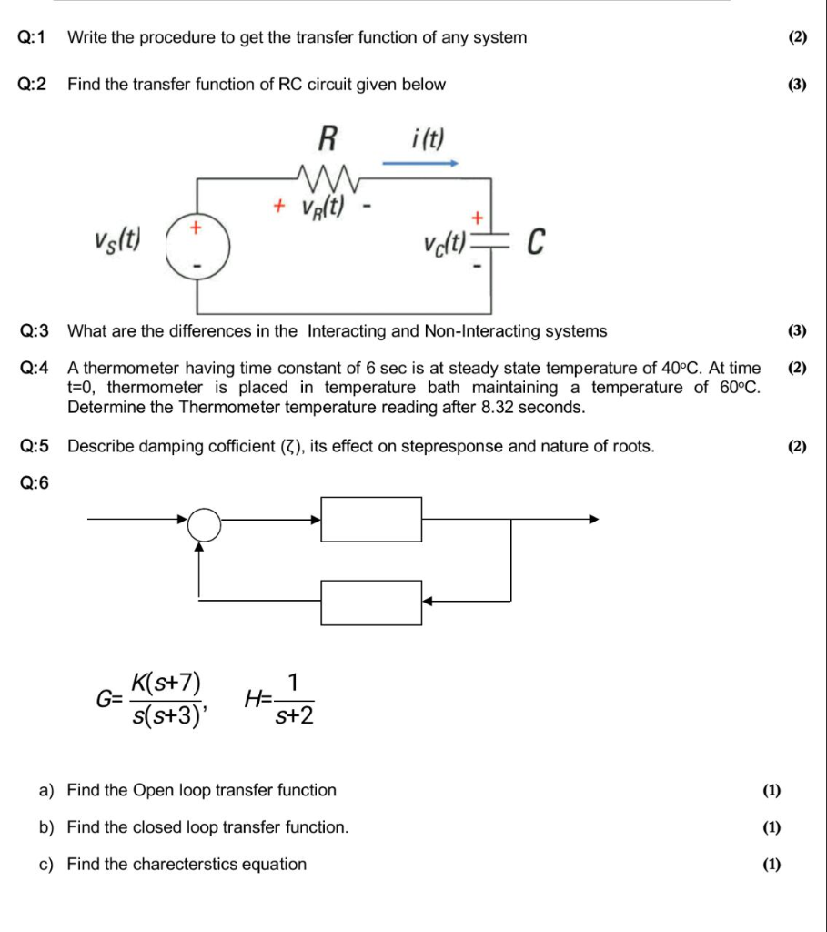 Solved Q: 1 Write the procedure to get the transfer function | Chegg.com