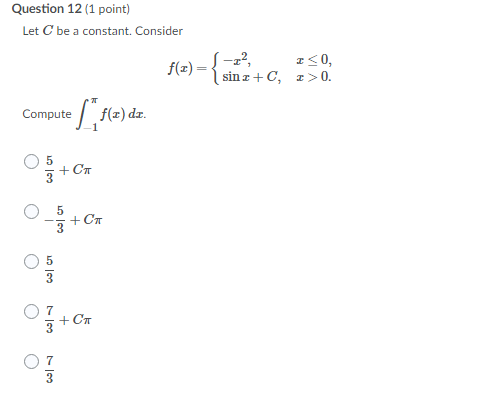 Solved Question 12 (1 point) Let C be a constant. Consider | Chegg.com