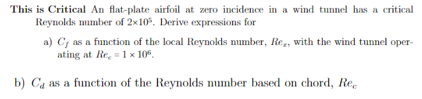 what is the critical reynolds number for a flat plate