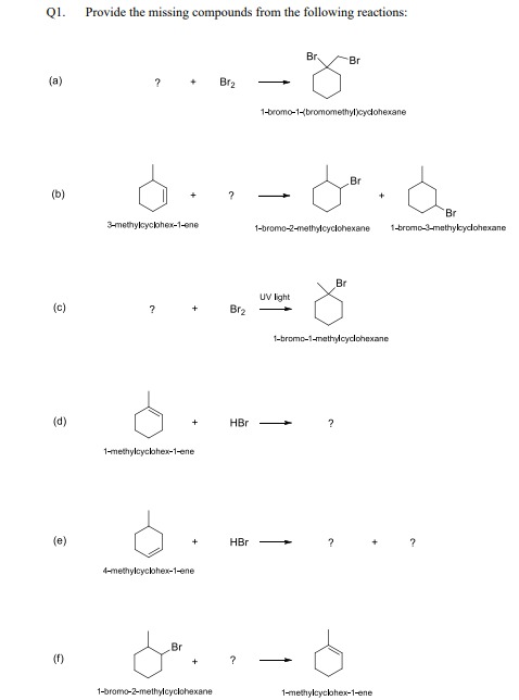 Solved Q1. Provide the missing compounds from the following | Chegg.com