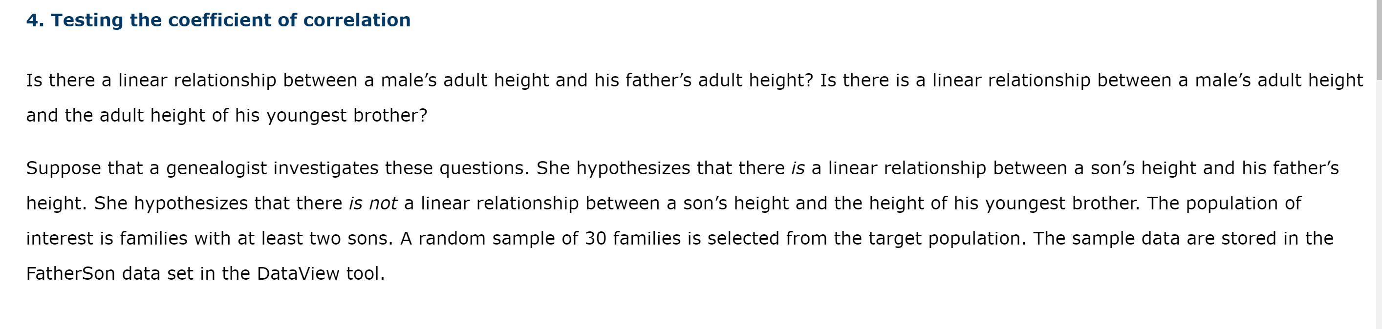 4. Testing the coefficient of correlation Is there a