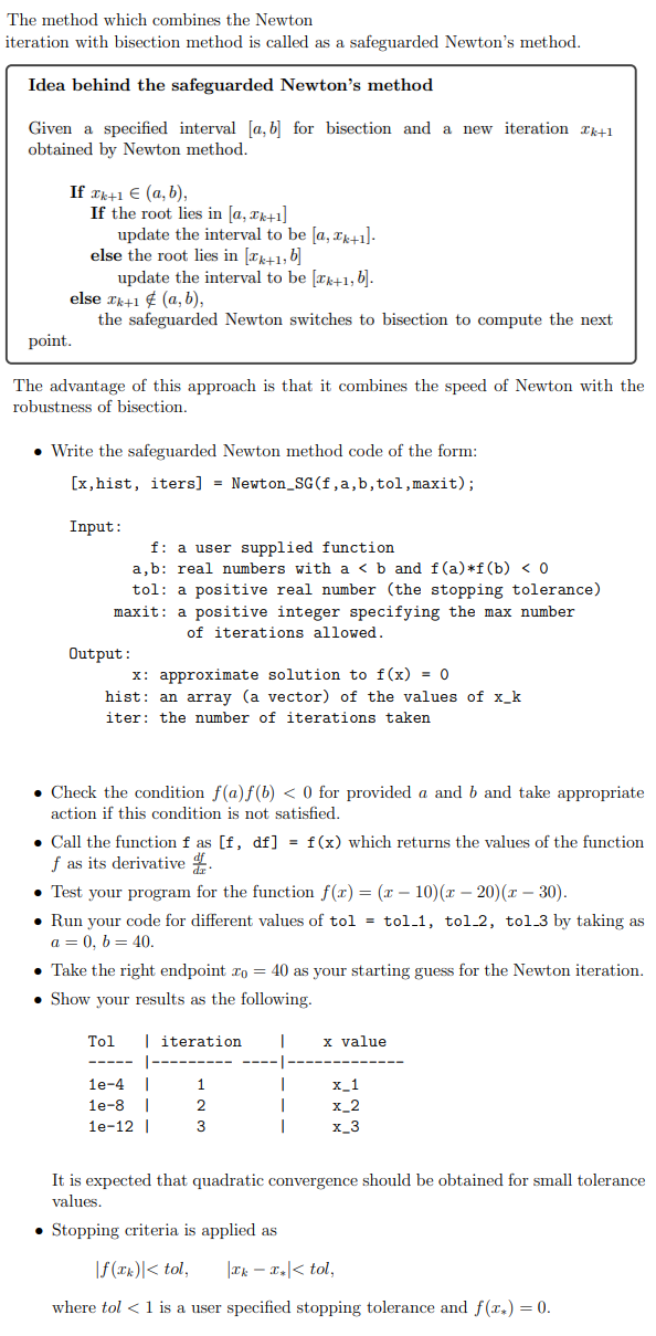 Solved The method which combines the Newton iteration with | Chegg.com