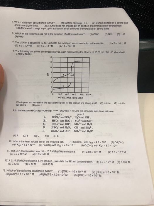 Solved 5. Which statement about buffers is true? (1) Buffers | Chegg.com