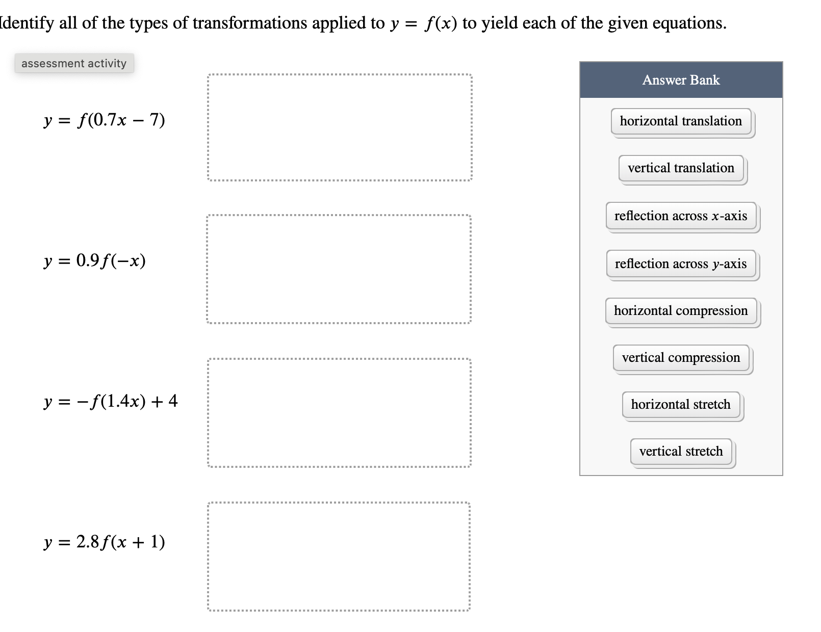 Solved Identify all of the types of transformations applied | Chegg.com