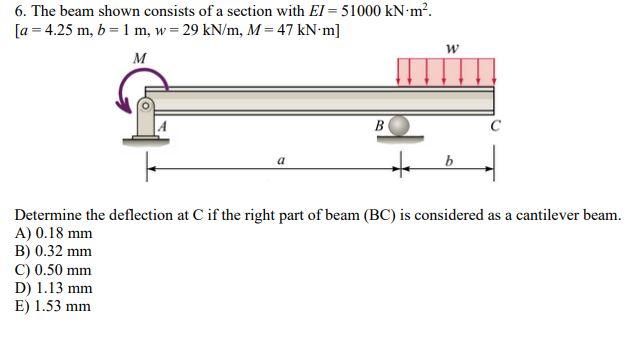 Solved 6. The Beam Shown Consists Of A Section With | Chegg.com