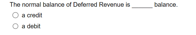 does deferred revenue have a normal debit balance