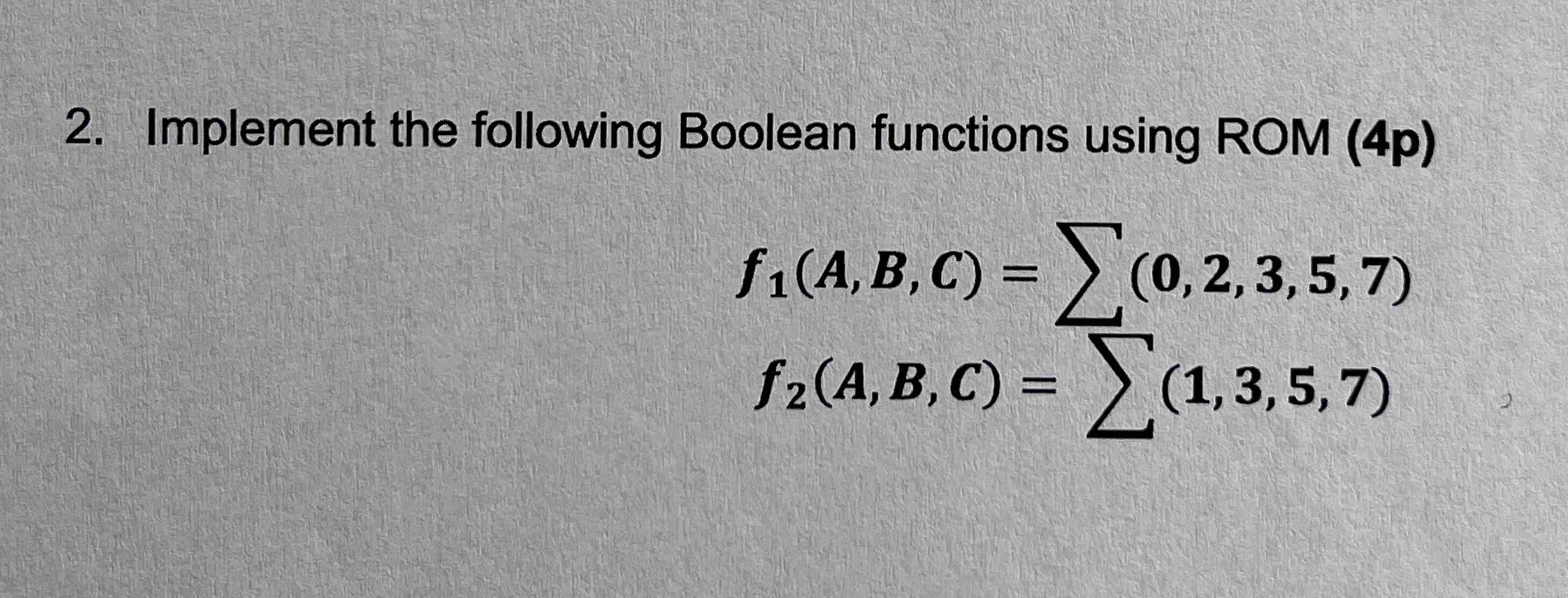 Solved Implement The Following Boolean Functions Using Rom Chegg Com