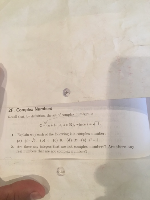 Solved Recall that, by definition, the set of complex | Chegg.com