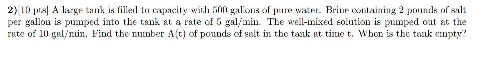 Solved 2) [10 pts] A large tank is filled to capacity with | Chegg.com