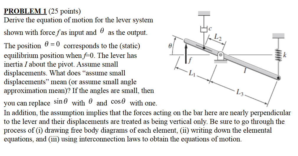 Solved PROBLEM 1 (25 points) Derive the equation of motion | Chegg.com