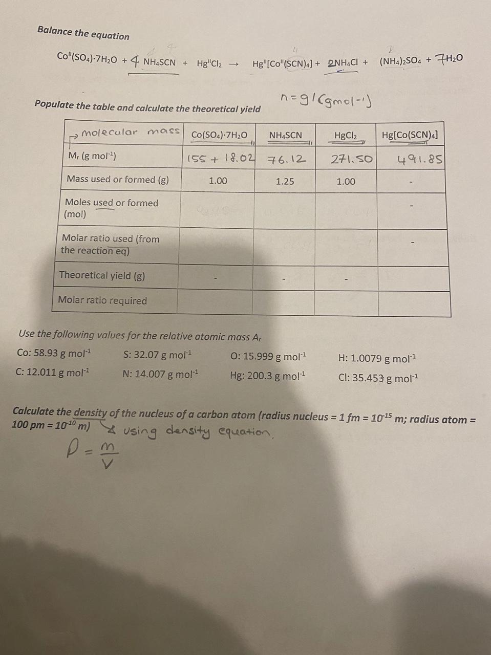 Solved how do you calculate the moles used or formed and | Chegg.com