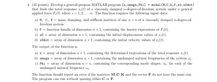 4. (45 points) Develop a general-purpose MATLAB | Chegg.com