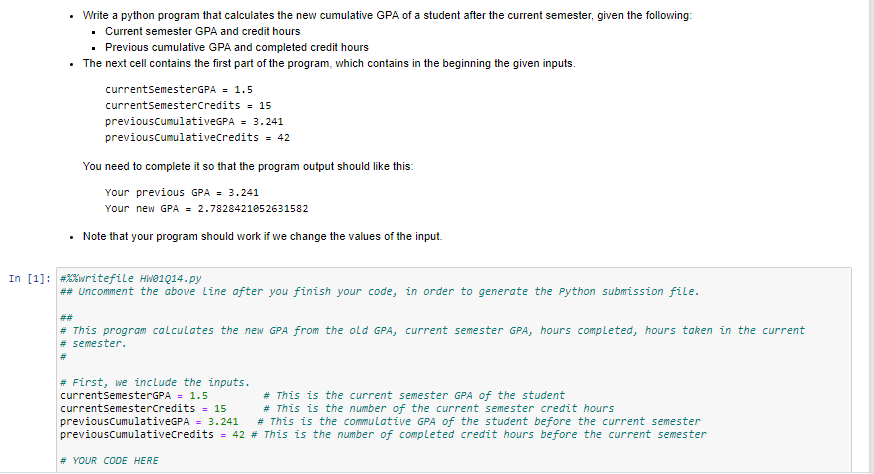Solved · Write a python program that calculates the new | Chegg.com