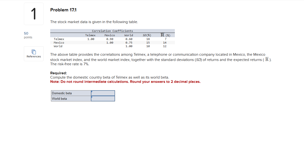 Solved Problem 17.1The stock market data is given in the | Chegg.com