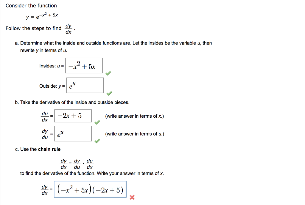 Solved Consider The Function Y E−x2 5x Follow The Steps