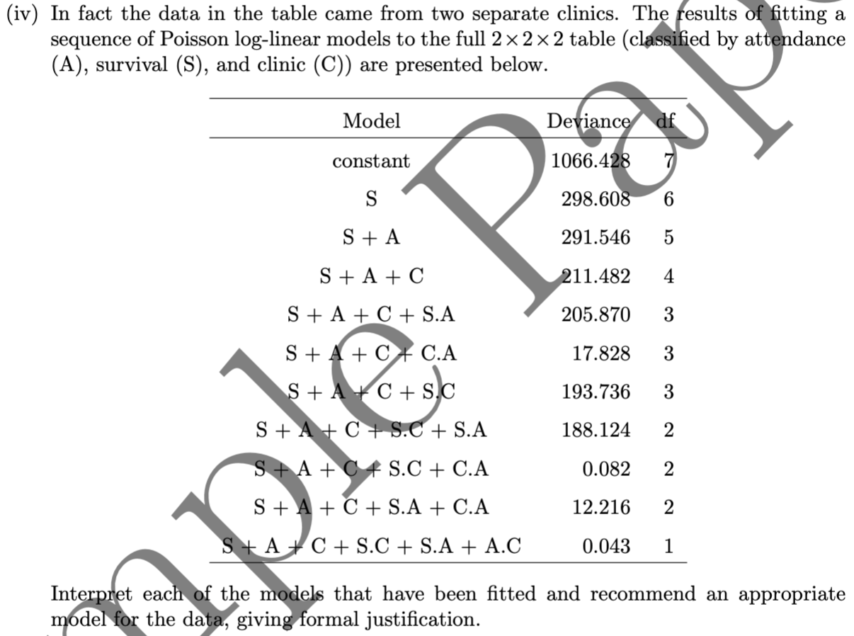 Solved (iv) ﻿In fact the data in the table came from two | Chegg.com
