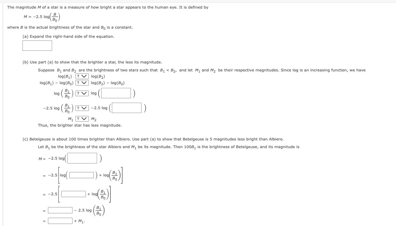 Solved The magnitude M ﻿of a star is a measure of how bright | Chegg.com