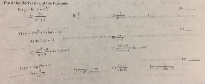 derivative of ln x 4 2