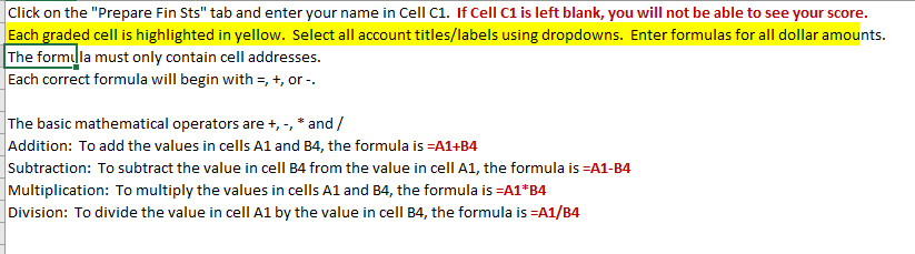 Solved Excel Formulas Only please. I do not need the | Chegg.com