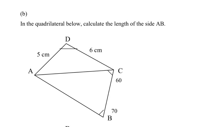 Solved In the quadrilateral below, calculate the length of | Chegg.com