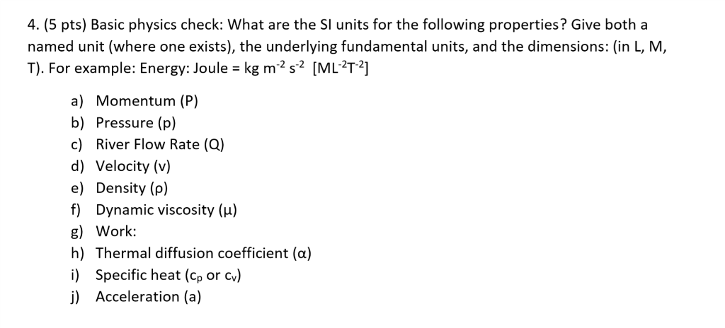 Solved 4. (5 pts) Basic physics check: What are the SI units | Chegg.com