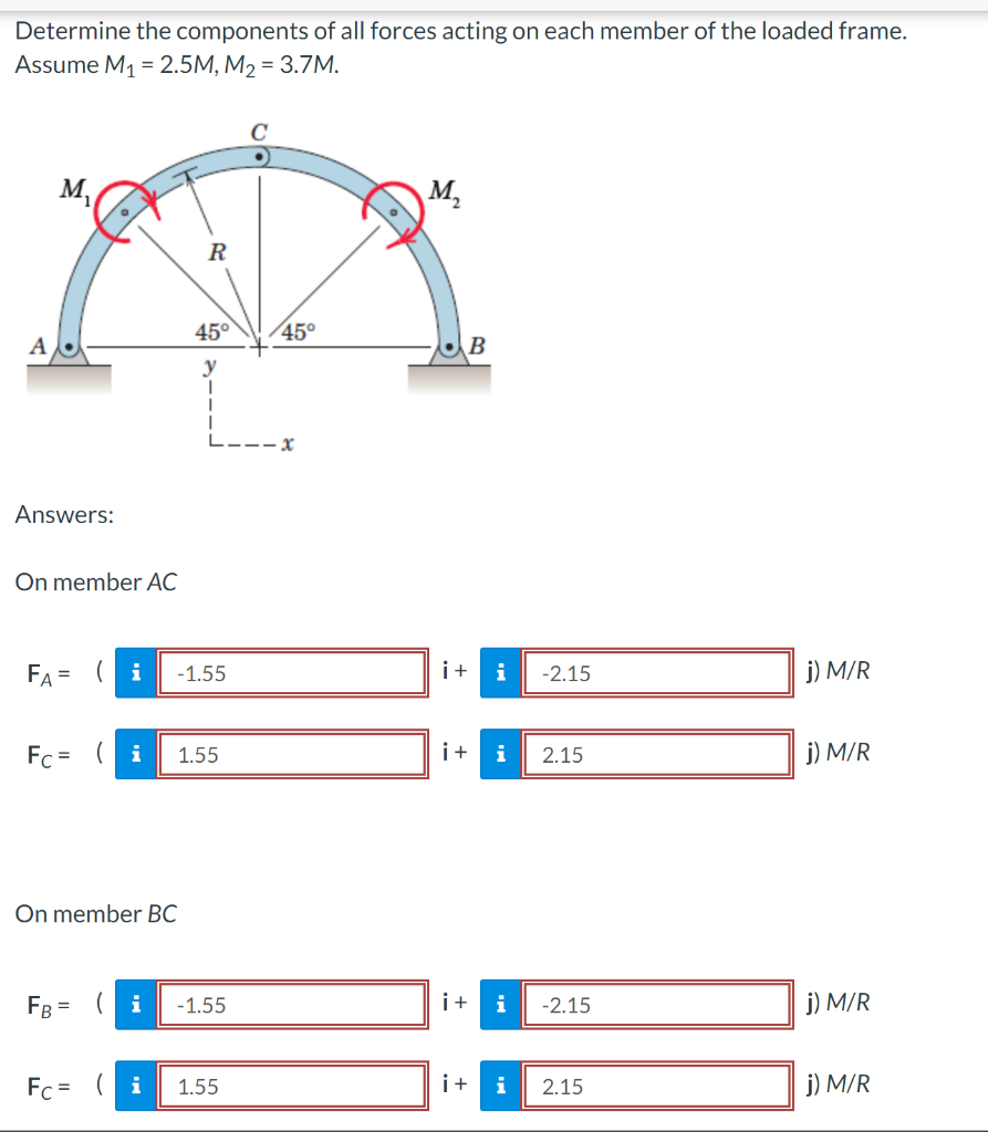 Solved Determine the components of all forces acting on each | Chegg.com