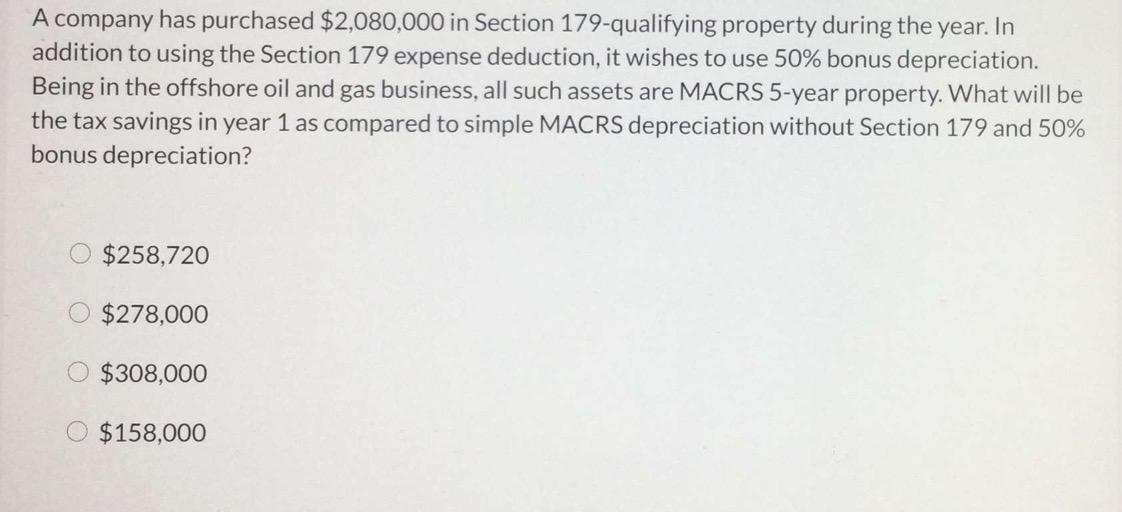 A company has purchased 2,080,000 in Section