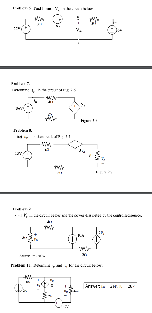 [Solved]: Problem 6. Find I And Vab In The Circuit Below