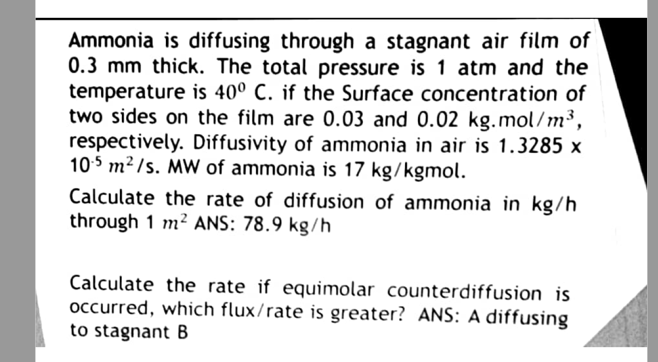 solved-ammonia-is-diffusing-through-a-stagnant-air-film-of-chegg