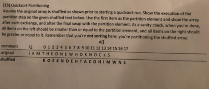 Solved please help Sorting portion of test (35 pts) (I | Chegg.com