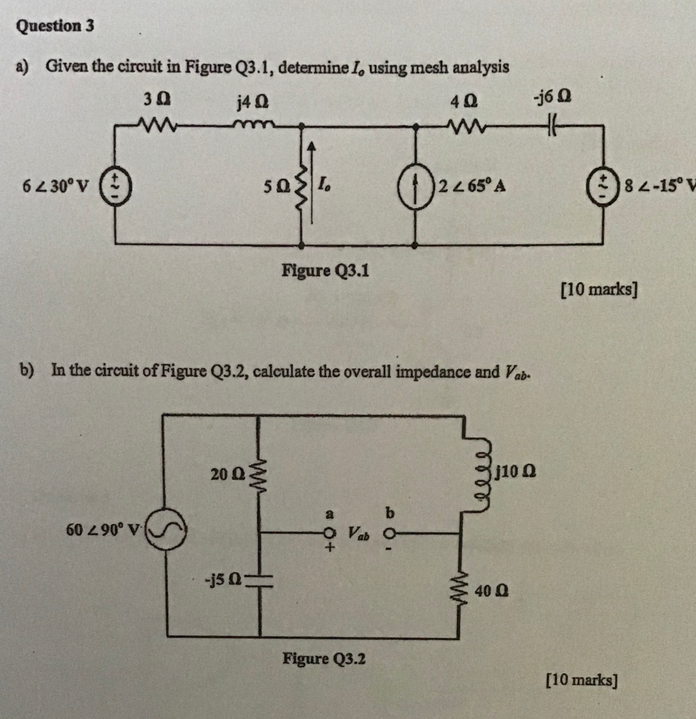 Solved Question 3 a) Given the circuit in Figure Q3.1, | Chegg.com