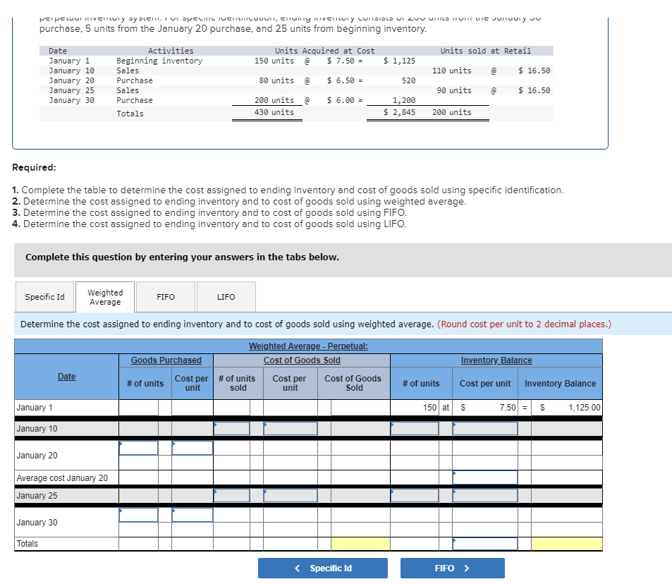 Solved 1. Complete the table to determine the cost assigned | Chegg.com