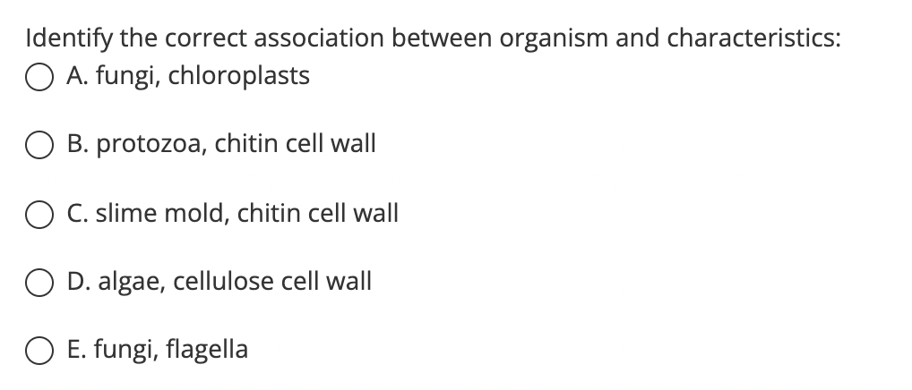 Solved Identify the correct association between organism and | Chegg.com