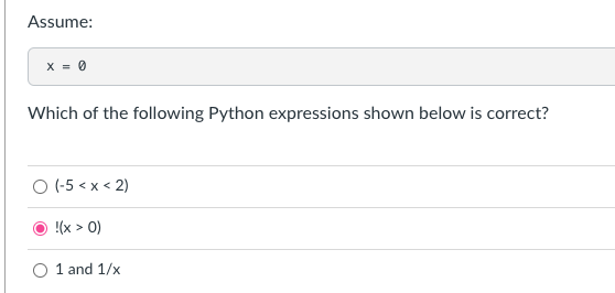 Solved Assume: x=0 Which of the following Python expressions | Chegg.com