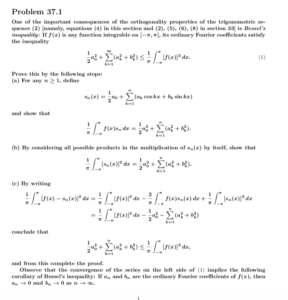 Solved Problem 37.1 One of the important consequences of the | Chegg.com