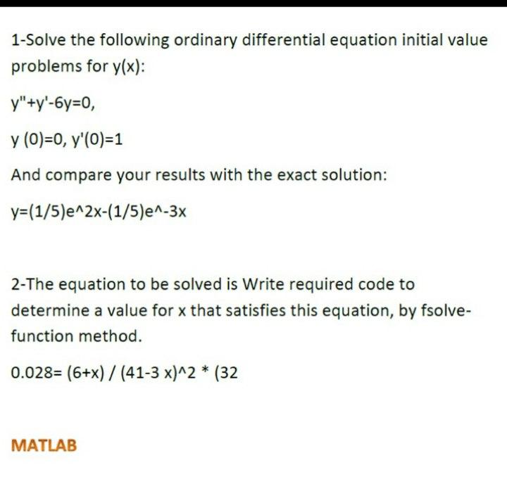 Solved 1-Solve The Following Ordinary Differential Equation | Chegg.com